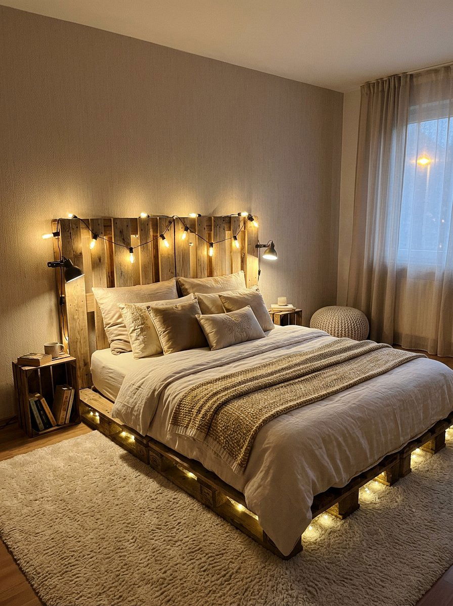 Loft pallet bed - 25 Industrial pallet bed ideas