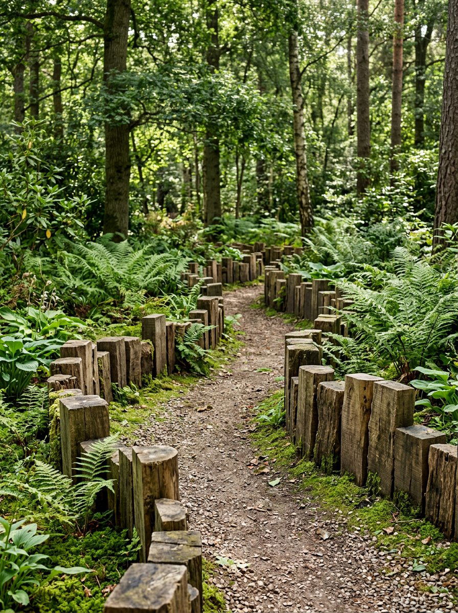 Log Style Pallet Edging - 25 Pallet Garden Edging Ideas