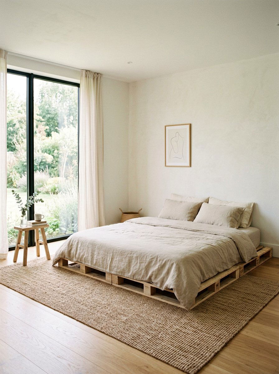 Low Profile Bedroom - 25 King size pallet bed ideas