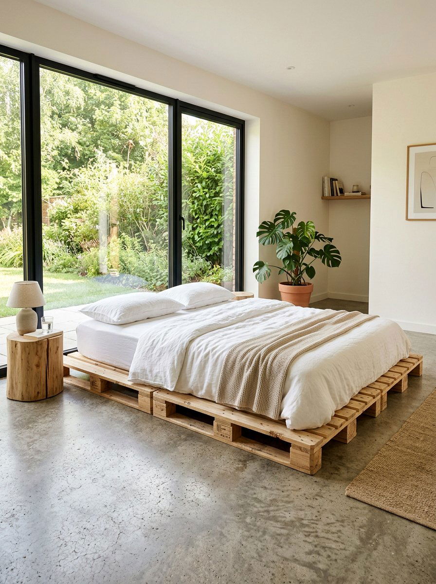 Low Profile Pallet Bed - 25 Pallet toddler bed ideas