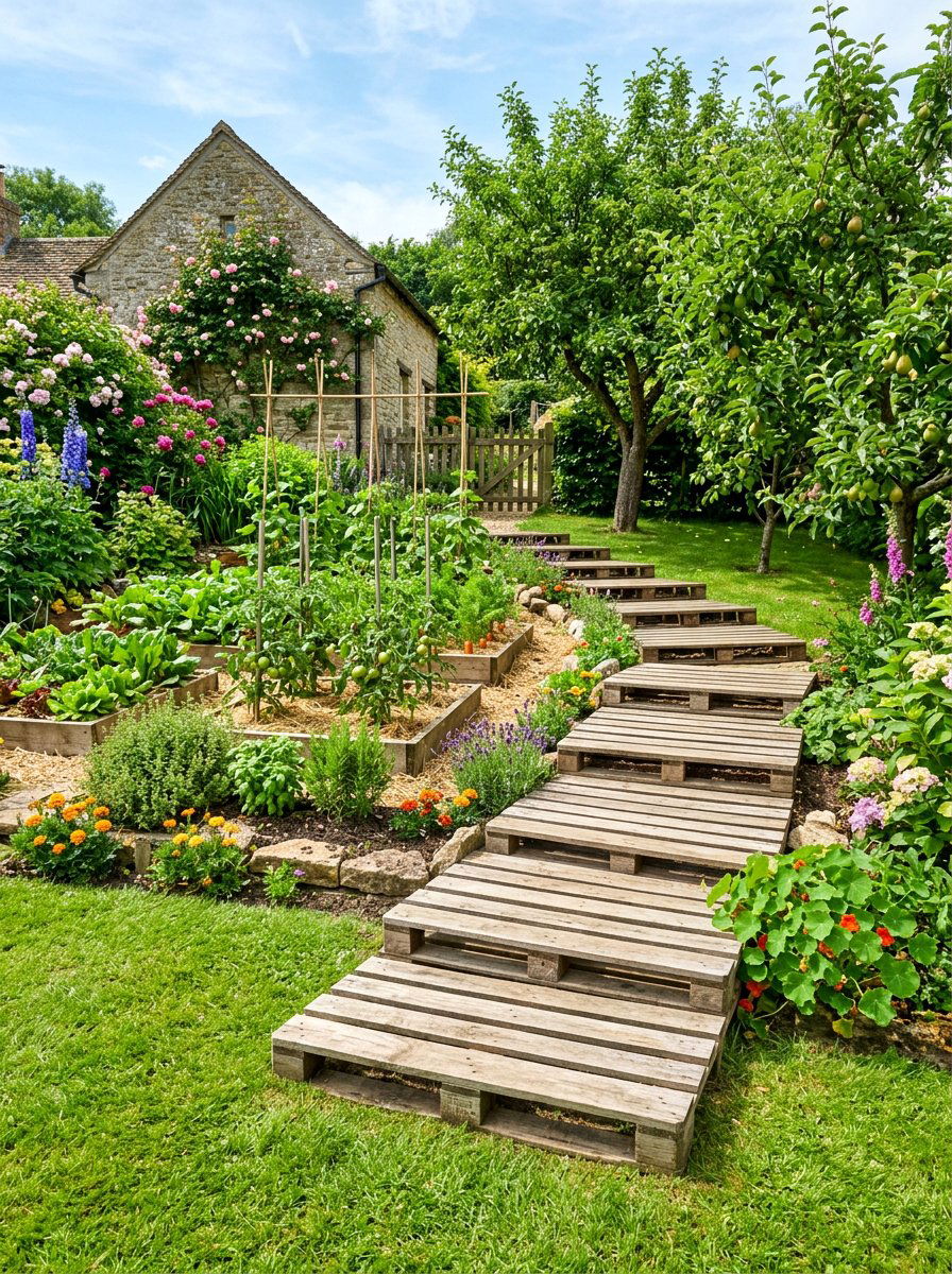 Low Profile Pallet Steps - 25 Pallet Staircase for Garden Ideas