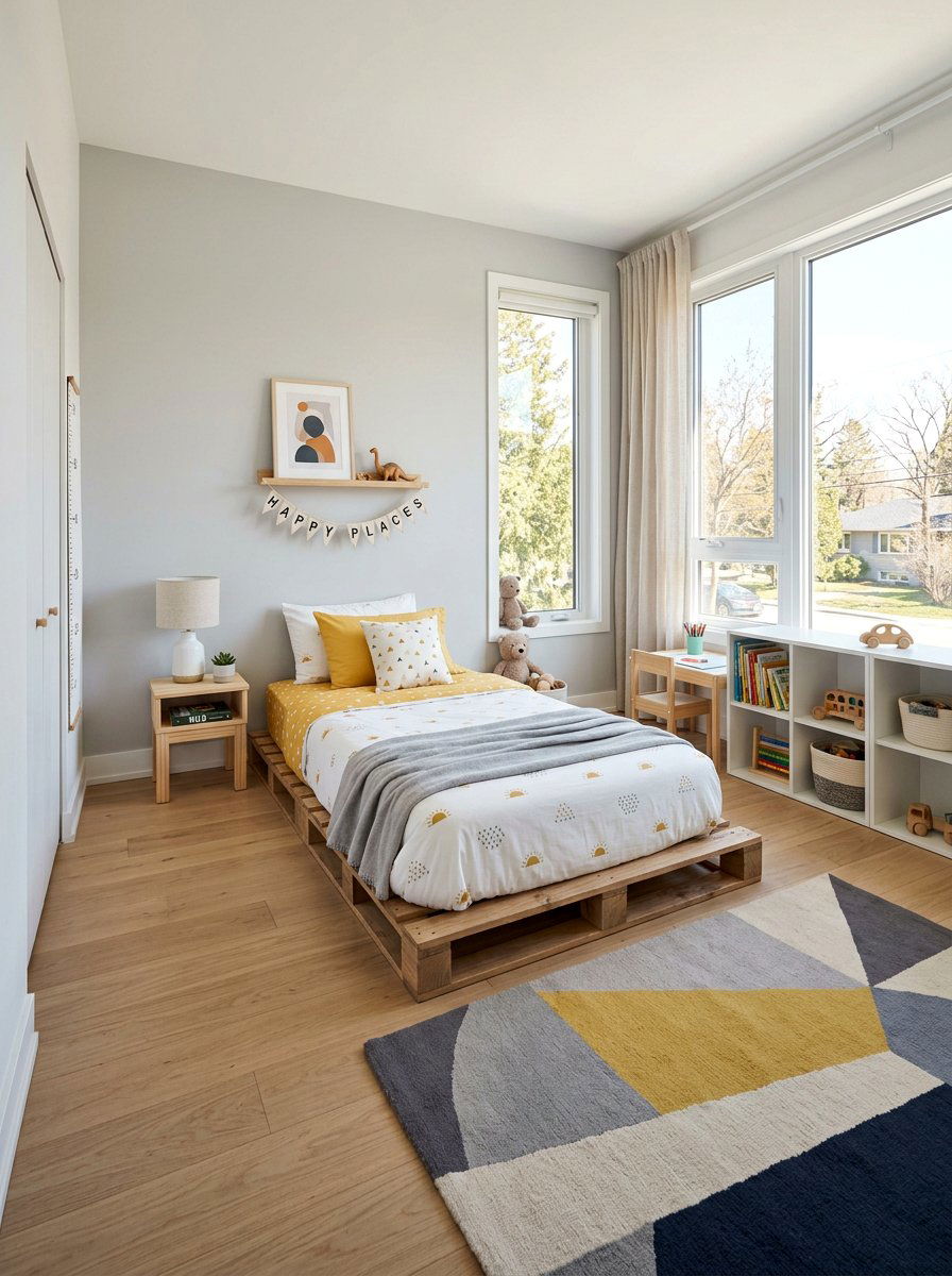 Low Profile Simple Pallet Frame - 25 Pallet bed ideas for kids room