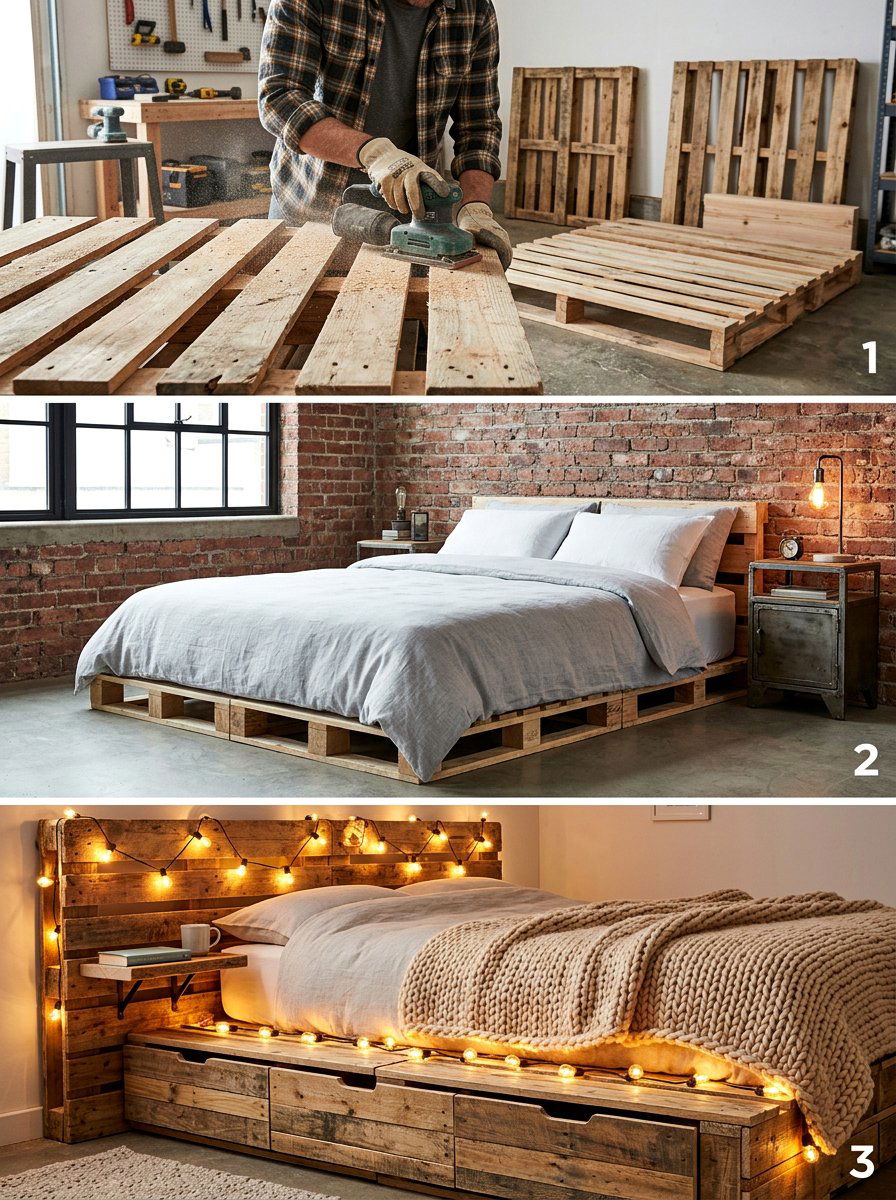 Low pallet bed - 25 Industrial pallet bed ideas
