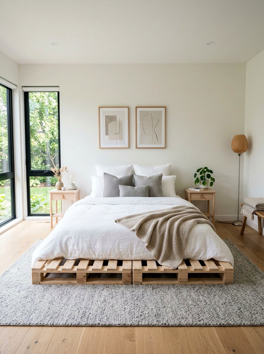 Low profile pallet bed no headboard - 25 Pallet bed ideas for master bedroom