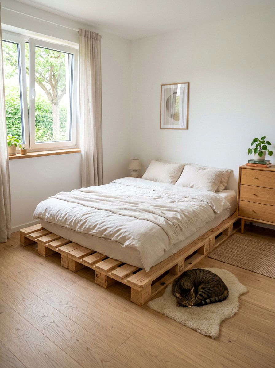 Low profile pallet floor bed - 25 pallet cat bed ideas