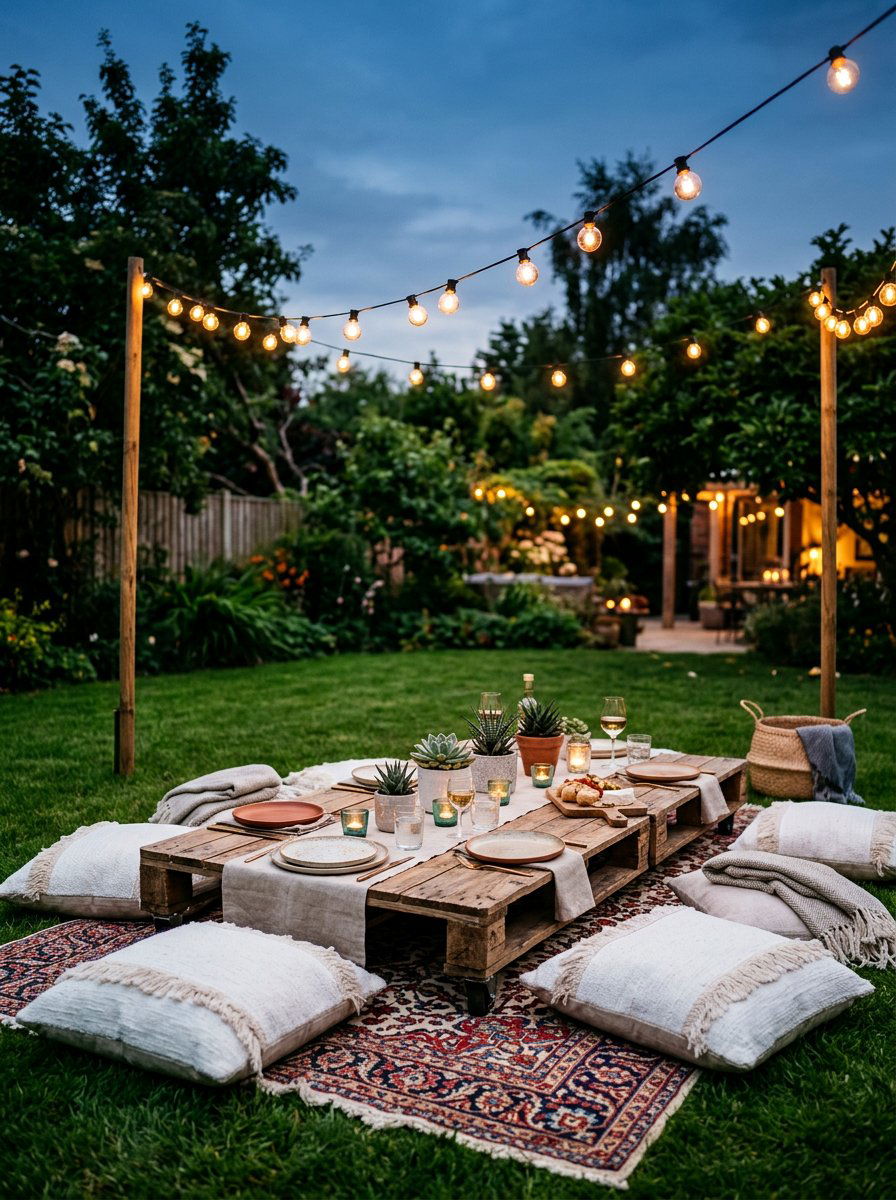 Low profile pallet table - 25 Pallet Picnic Table Ideas