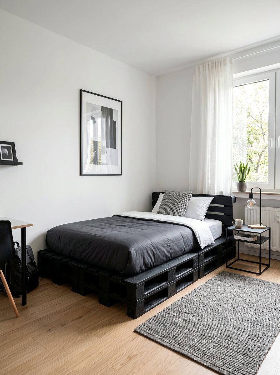 MINIMALIST PALLET BED FRAME - 25 Pallet bed ideas for college dorm