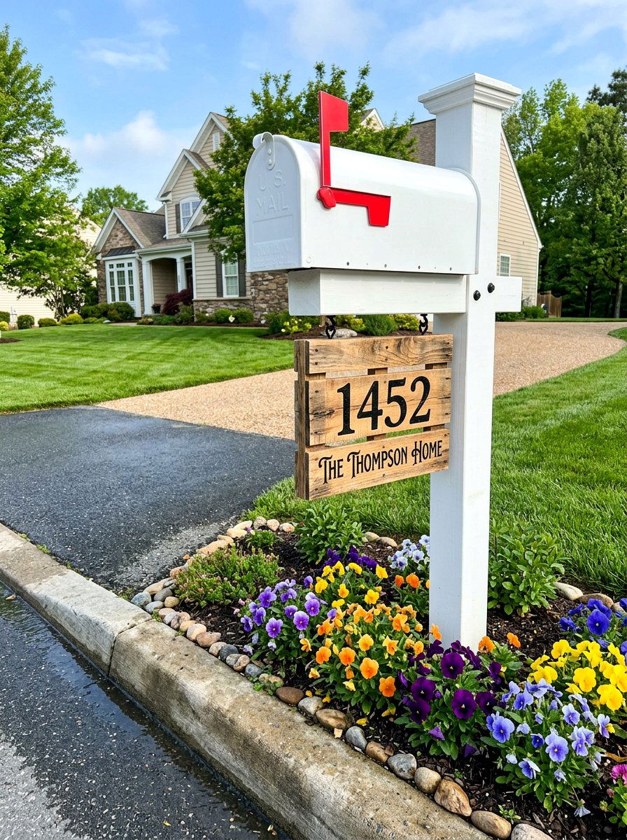 Mailbox Post Pallet Sign - 25 Pallet Address Number Plaque Ideas