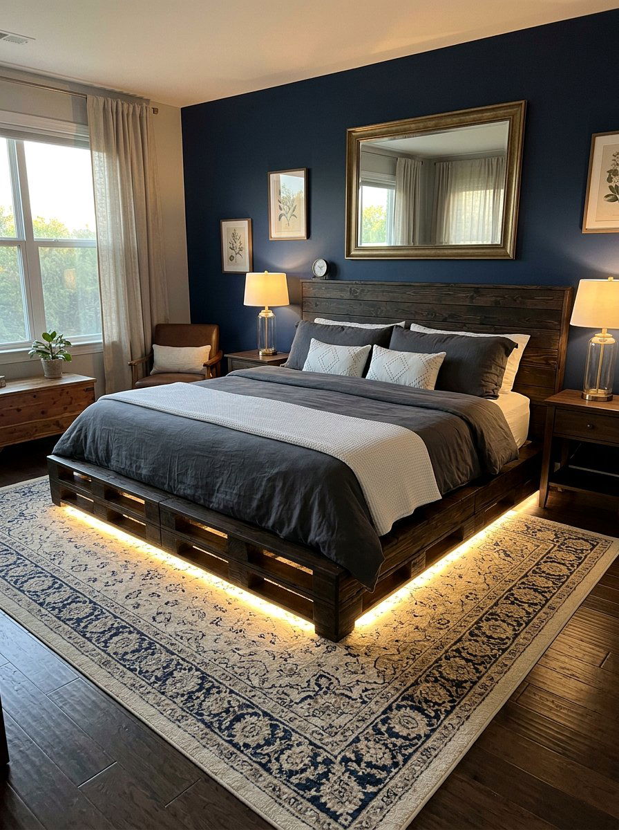 Master Bedroom Pallet Bed Lights - 25 Pallet bed ideas with string lights