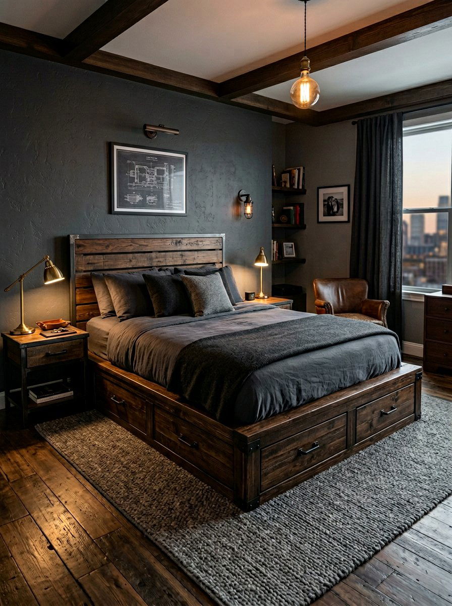 Mens Bedroom Decor - 25 Pallet bed ideas with drawers