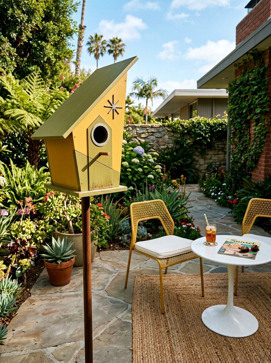 Mid Century Modern Birdhouse - 25 birdhouse painting ideas