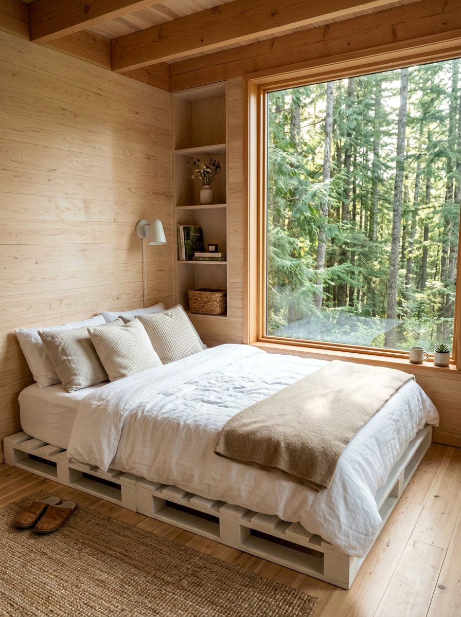 Minimalist Cabin Bedroom - 25 Pallet bed ideas for cabin
