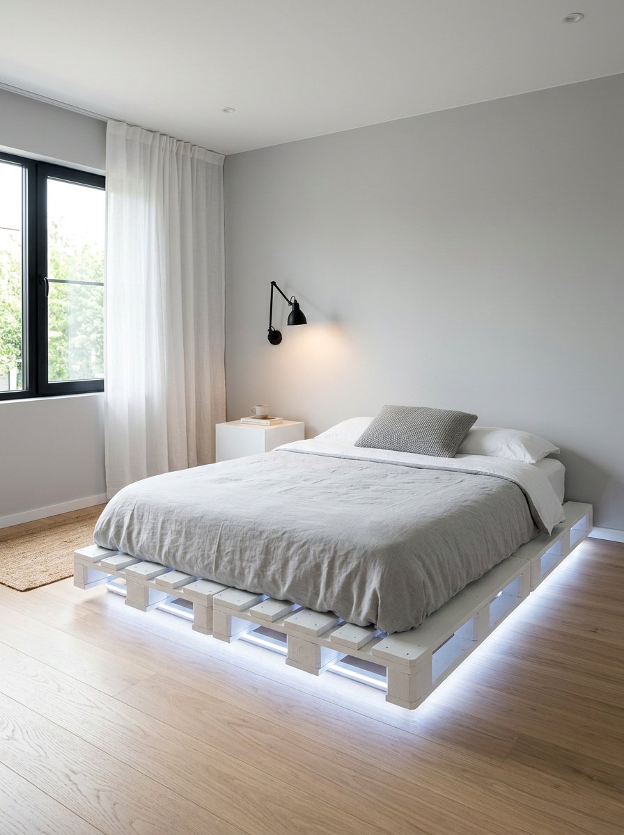 Minimalist Pallet Bed - 25 Pallet bed ideas with lights underneath