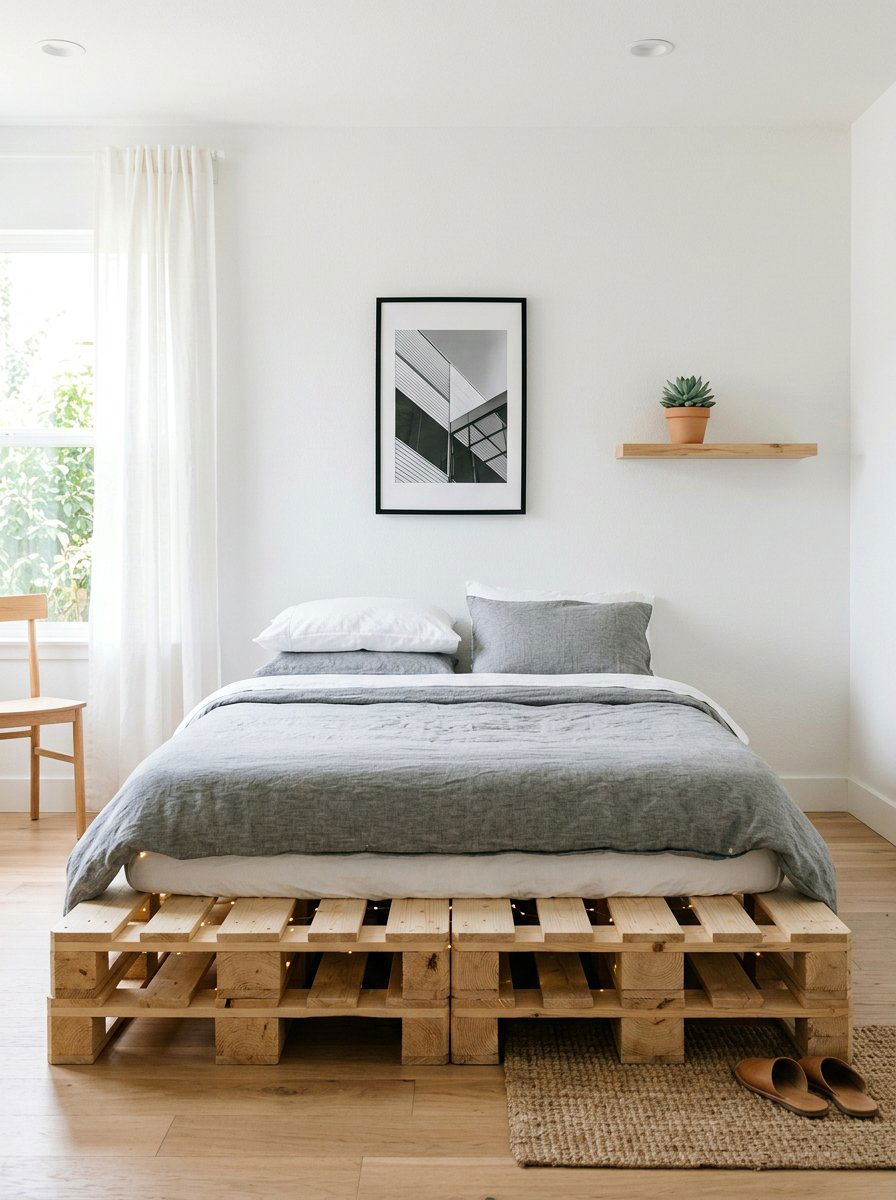 Minimalist Pallet Bed Idea Fairy Lights - 25 Pallet bed ideas with fairy lights