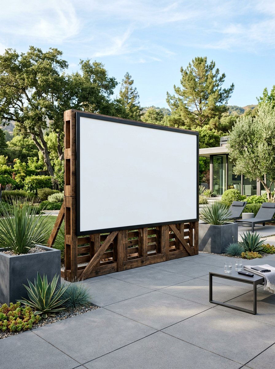 Minimalist Pallet Movie Screen - 25 Pallet Outdoor Movie Screen Ideas