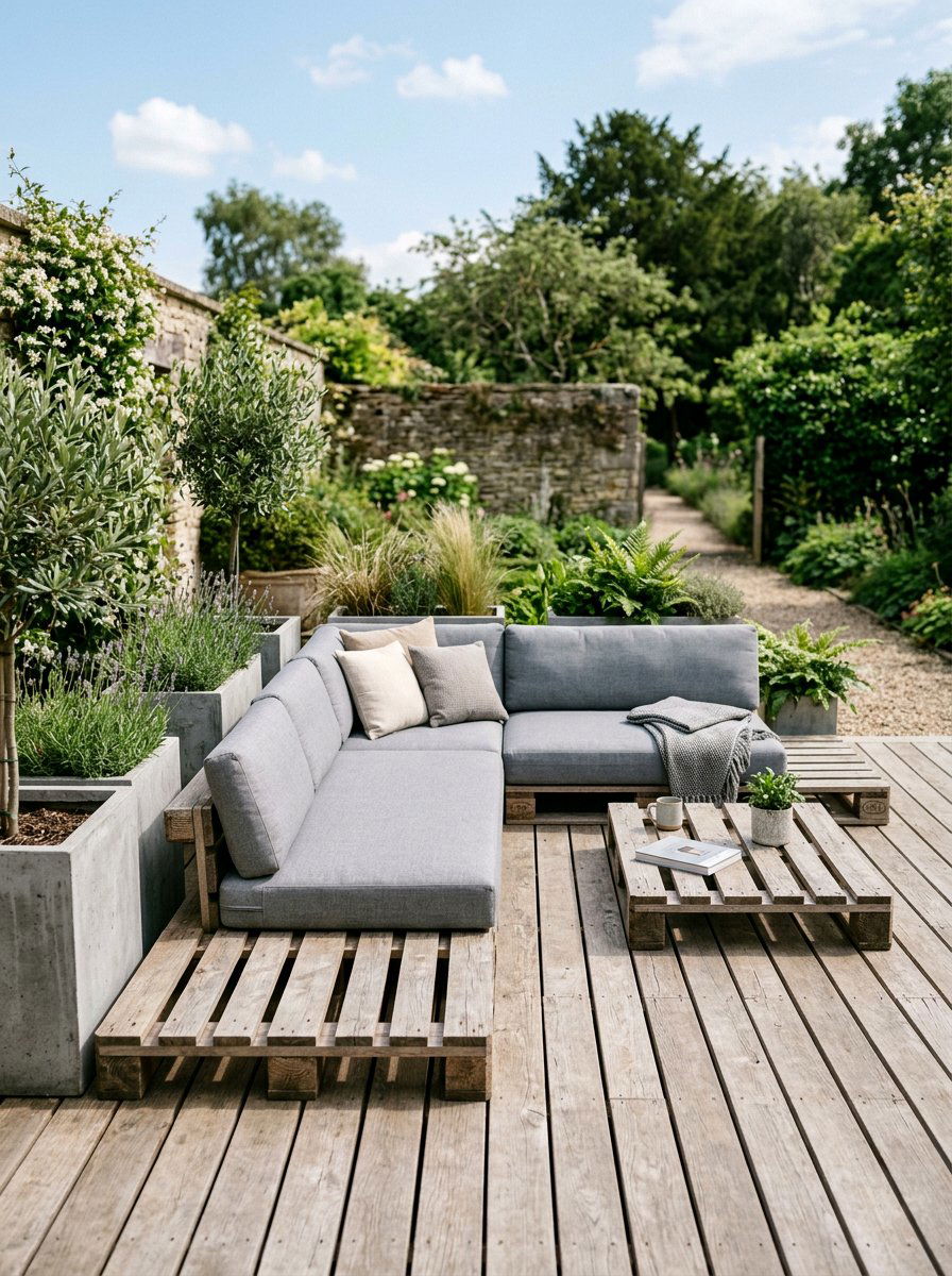 Minimalist Pallet Outdoor Lounge - 25 Pallet Deck for Backyard Ideas