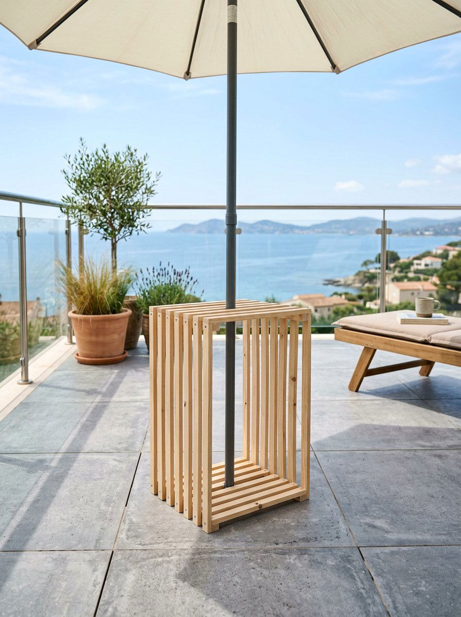 Minimalist Pallet Slat - 25 Pallet Umbrella Stand Ideas