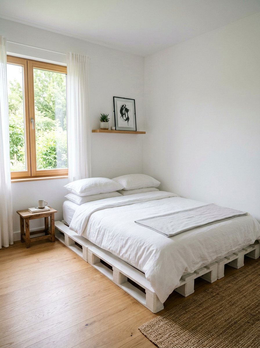 Minimalist pallet bed - 25 Pallet bed ideas for small bedroom