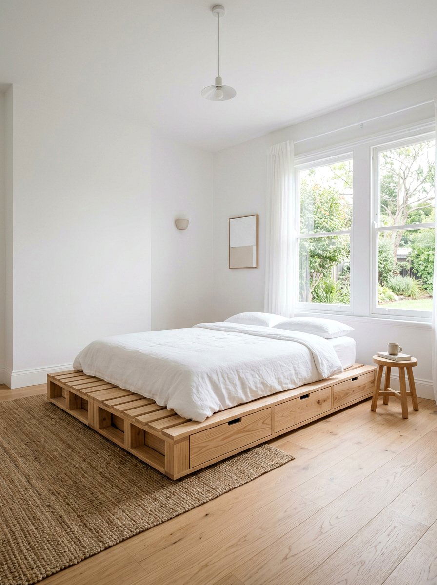 Minimalist pallet bed storage - 25 Pallet bed ideas with built-in storage