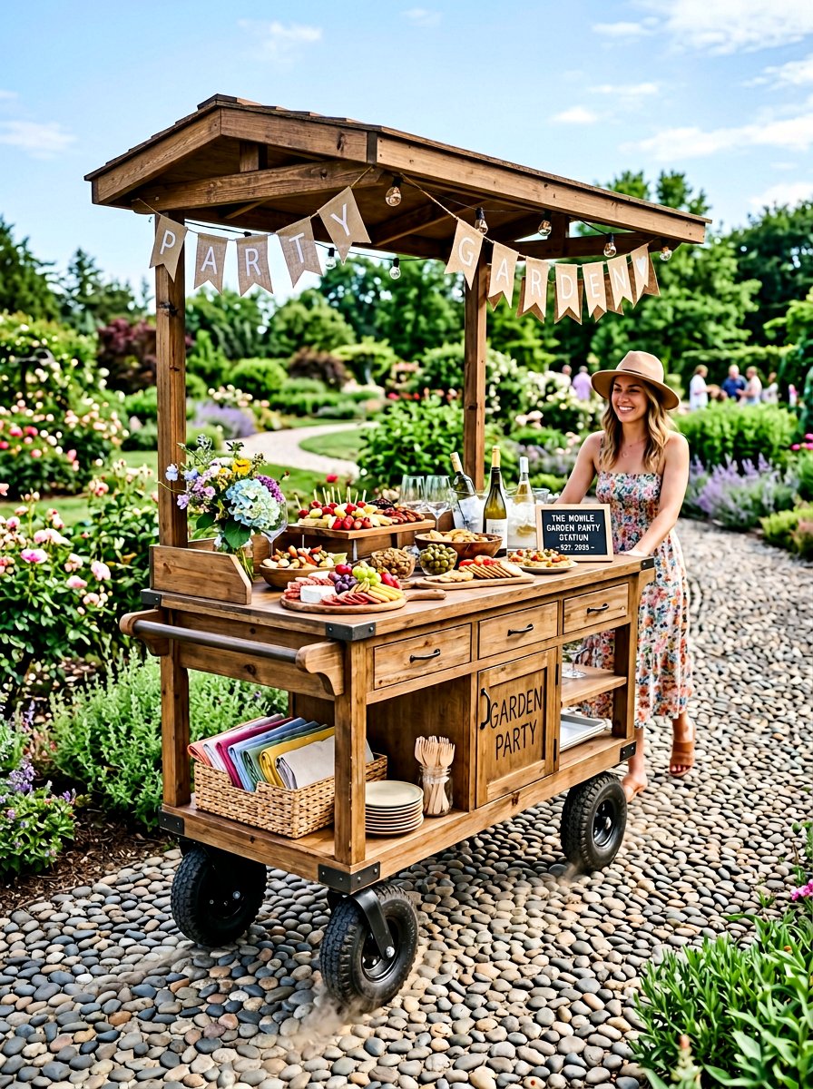Mobile Garden Party Station - 25 Pallet Outdoor Serving Cart Ideas