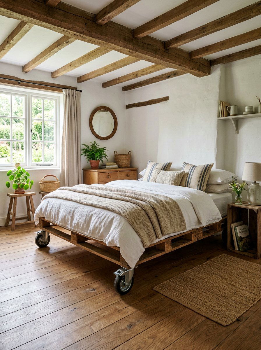 Mobile Pallet Bed - 25 Farmhouse pallet bed ideas