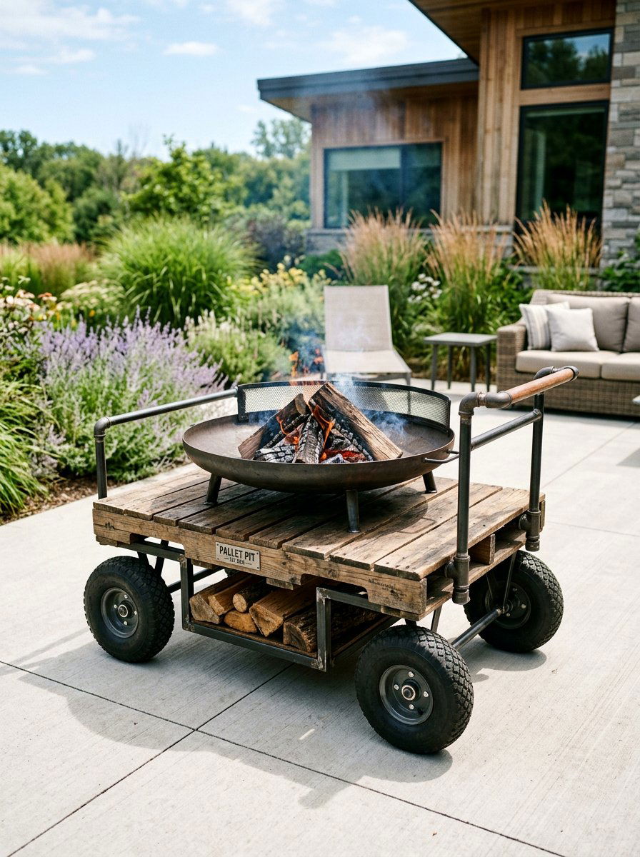 Mobile Pallet Fire Pit Cart - 25 Pallet Fire Pit Surround Ideas