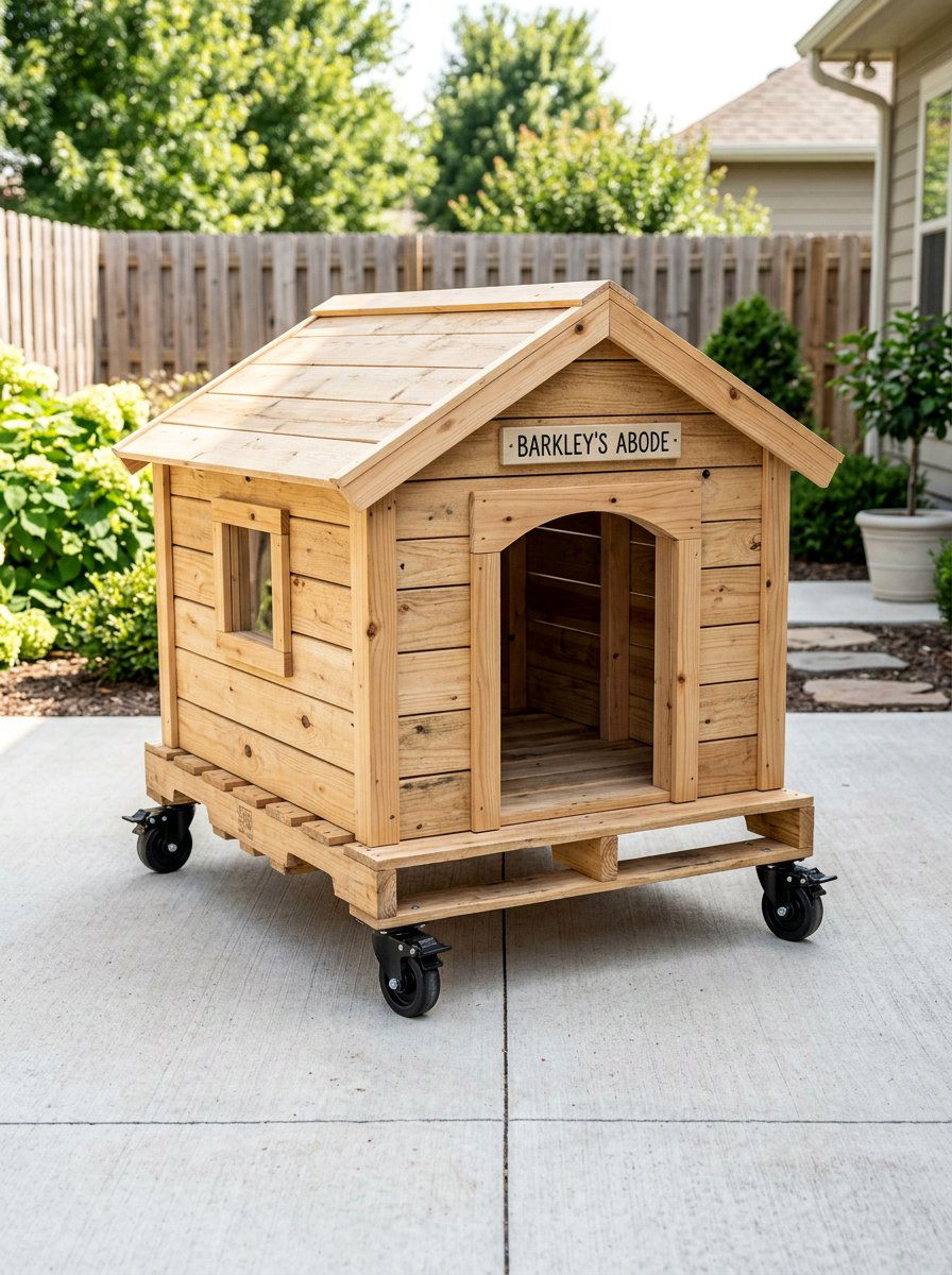 Mobile pallet dog house - 25 pallet dog house ideas