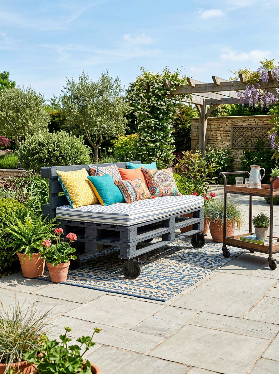 Mobile pallet seating - 25 Outdoor pallet daybed ideas