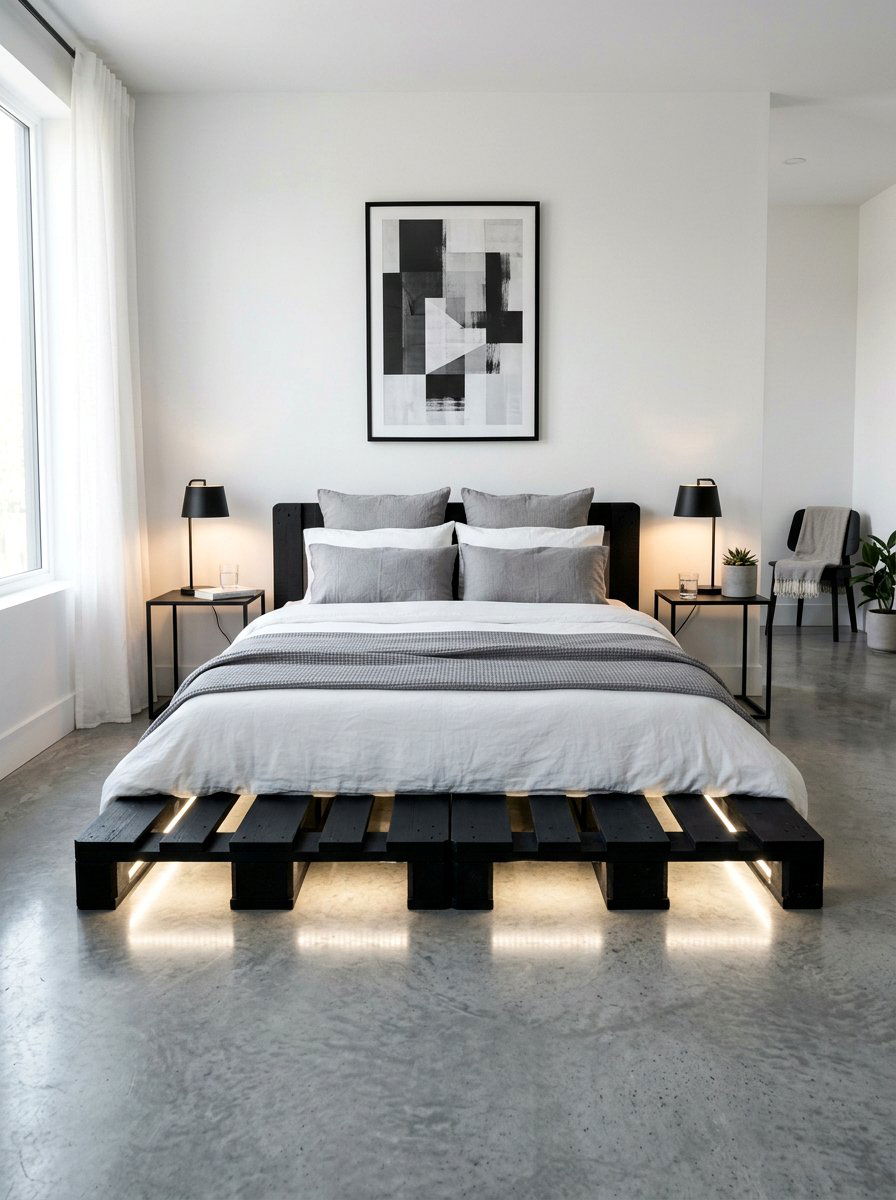 Modern Bedroom Pallet Bed Lights - 25 Pallet bed ideas with string lights