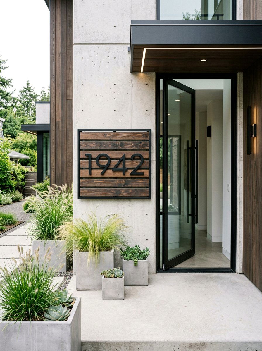 Modern Black Metal Wood Plaque - 25 Pallet Address Number Plaque Ideas