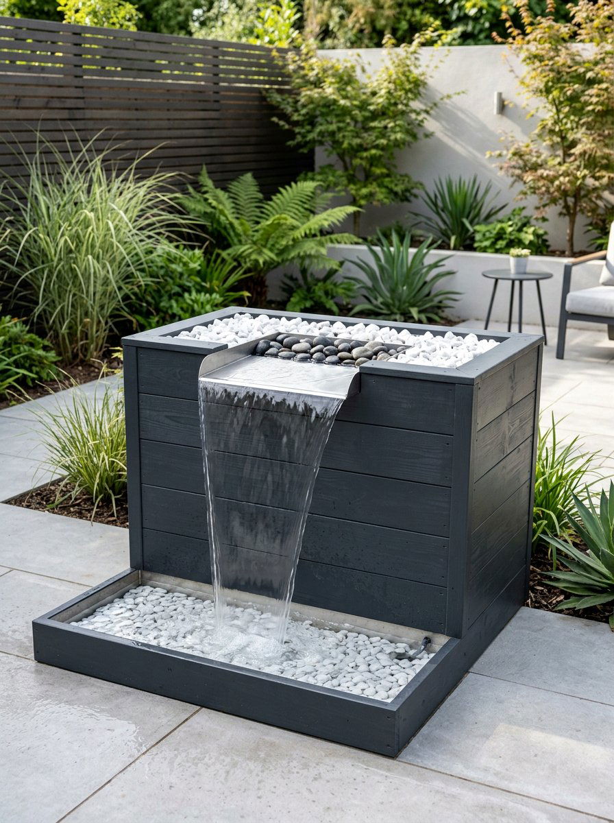 Modern Box Style Water Feature - 25 Pallet Water Fountain Base Ideas