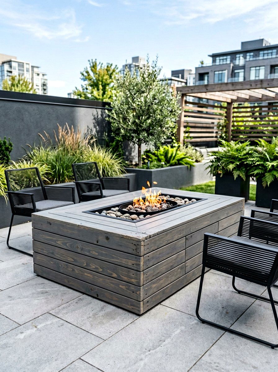Modern Gray Stained Pallet Surround - 25 Pallet Fire Pit Surround Ideas