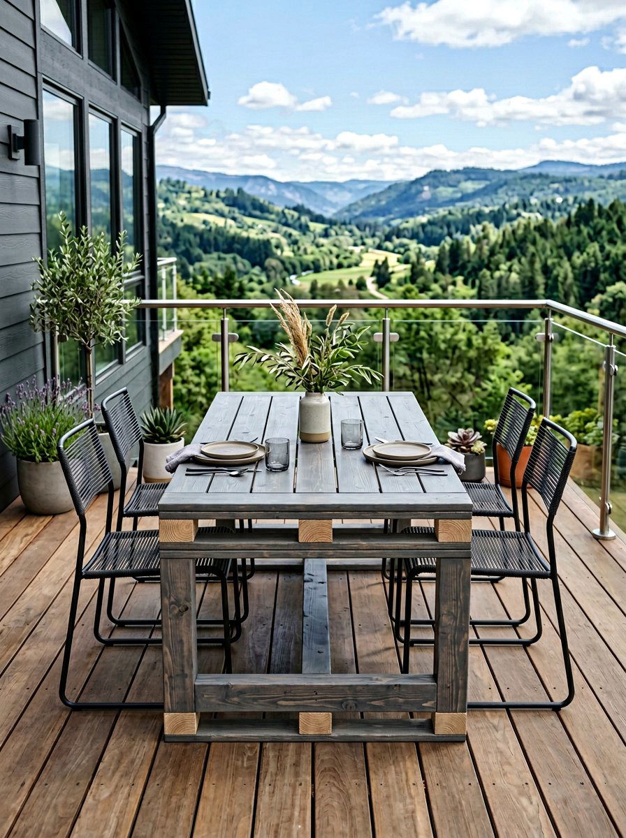 Modern Grey Stained Pallet Table - 25 Pallet Outdoor Dining Table Ideas