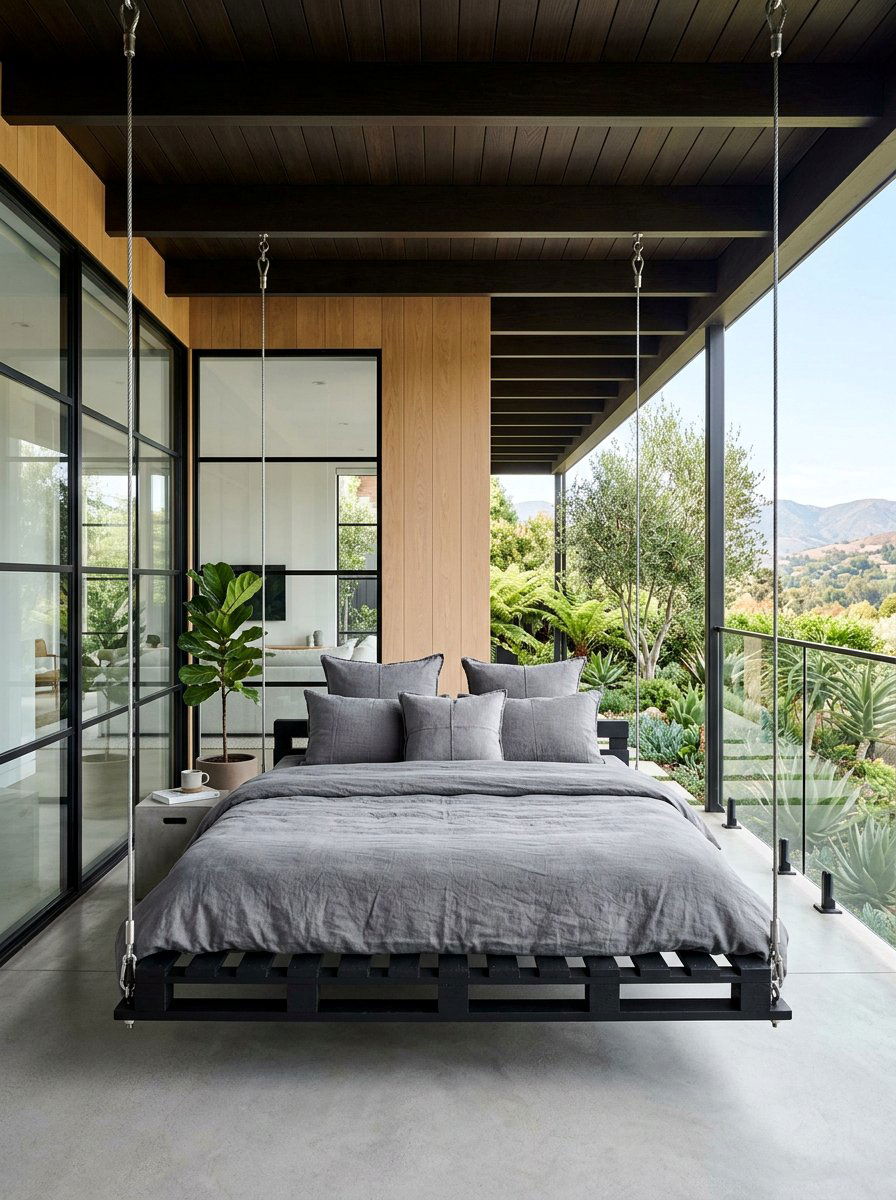 Modern Minimalist Hanging Bed - 25 Pallet Hanging Swing Bed Ideas