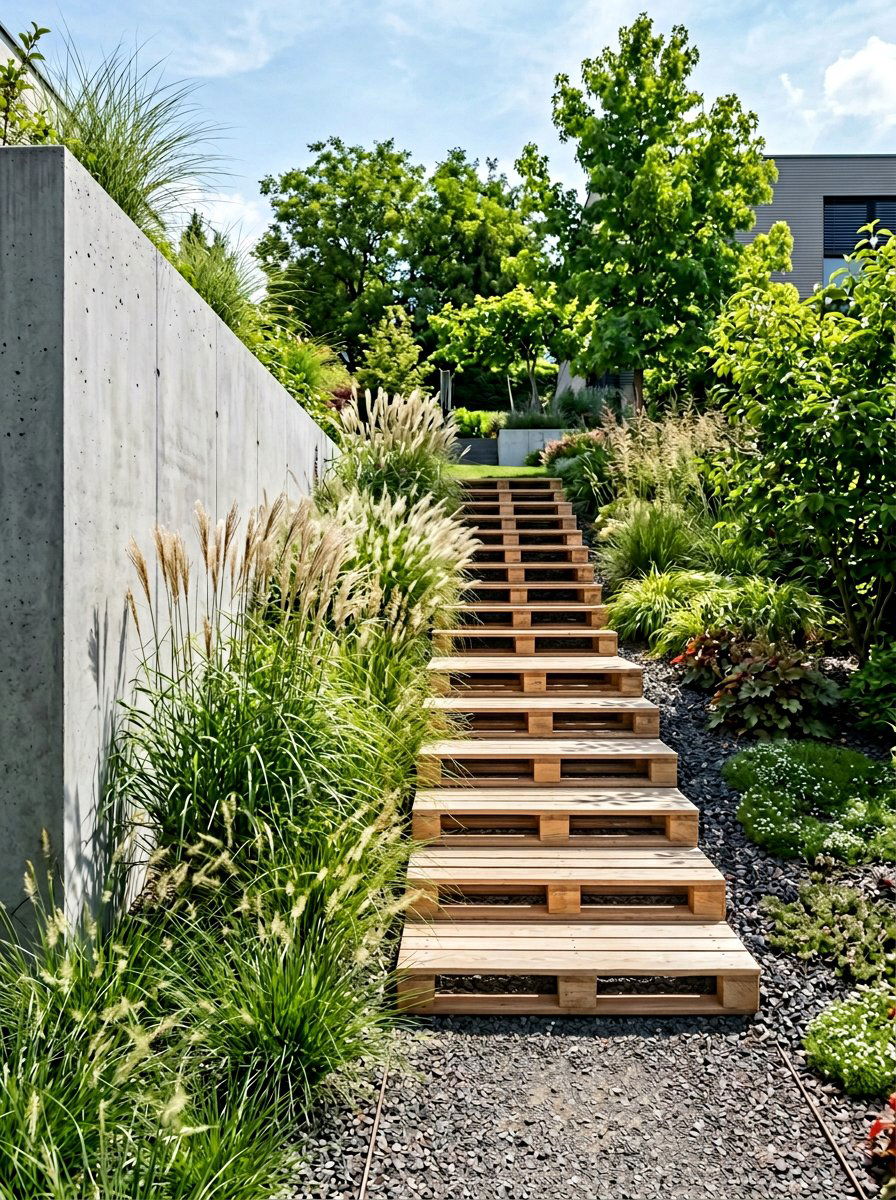 Modern Minimalist Pallet Stairs - 25 Pallet Staircase for Garden Ideas