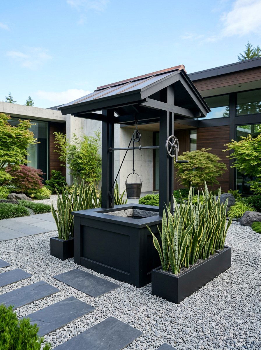 Modern Minimalist Pallet Well - 25 Pallet Wishing Well Planter Ideas