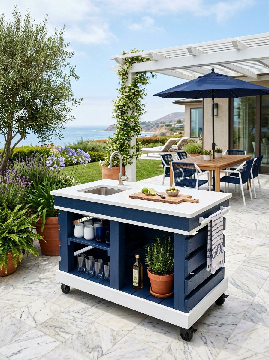Modern Painted Pallet Island - 25 Pallet Outdoor Kitchen Island Ideas