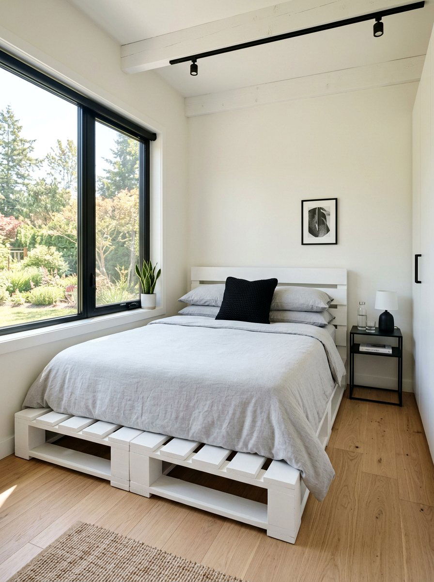 Modern Pallet Frame Tiny Space - 25 Pallet bed ideas for tiny house