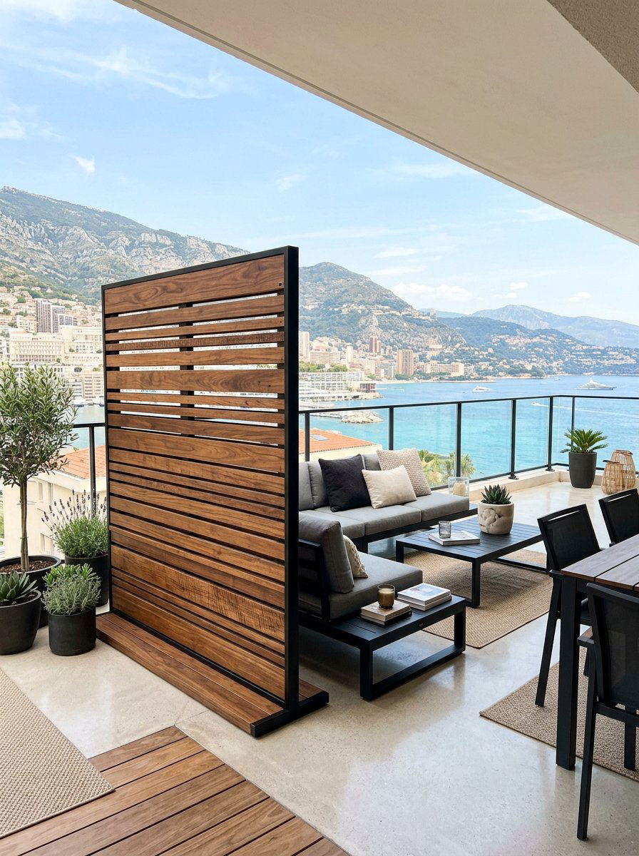 Modern Stained Pallet Divider - 25 Pallet Privacy Screen Ideas