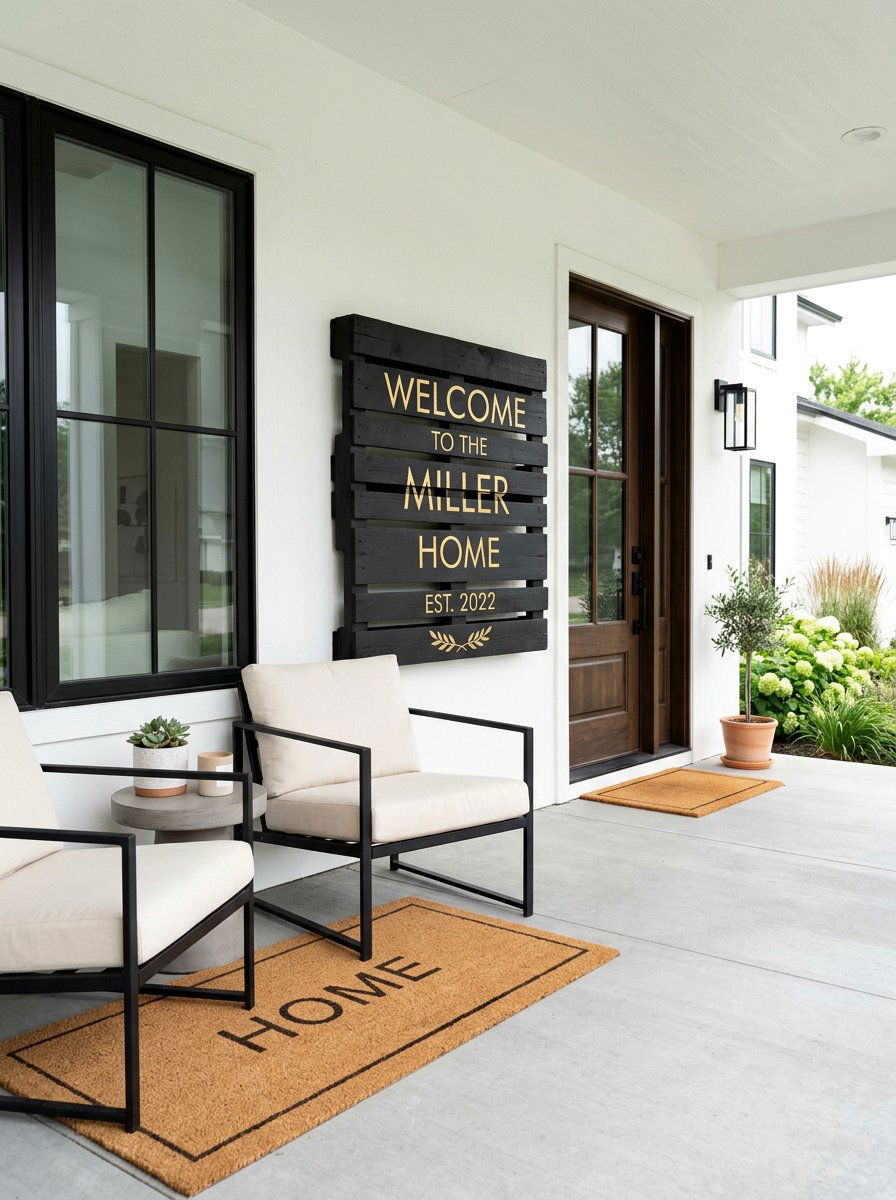 Modern black pallet sign - 25 Pallet Welcome Sign for Porch Ideas