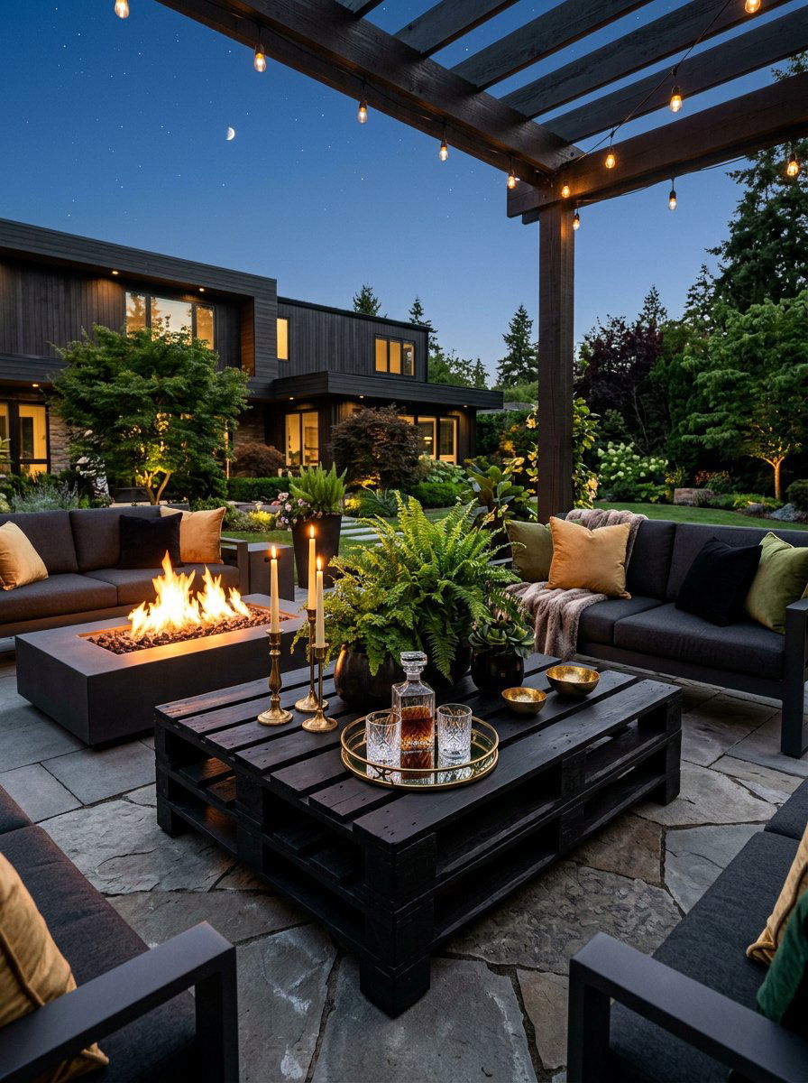 Modern black pallet table - 25 Pallet Picnic Table Ideas