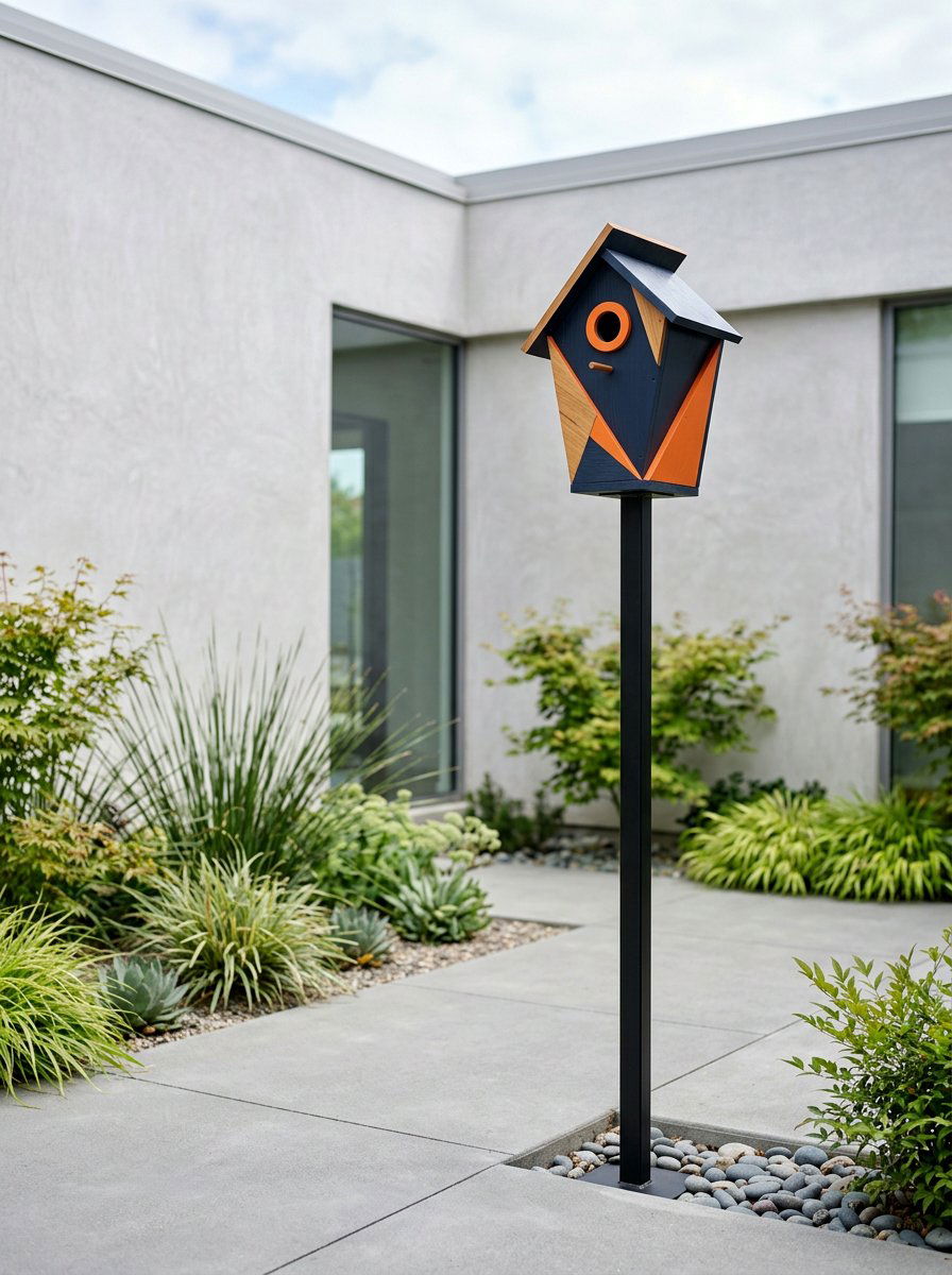 Modern geometric birdhouse - 25 colorful birdhouse ideas