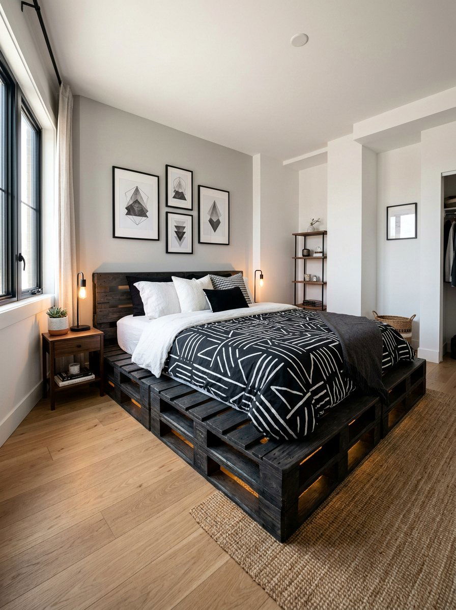 Modern pallet bed - 25 Pallet bed ideas for small bedroom