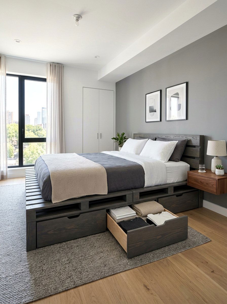 Modern pallet bed storage - 25 Pallet bed ideas with built-in storage