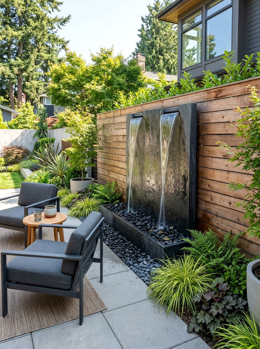 Modern wall fountain - 25 backyard fountain ideas