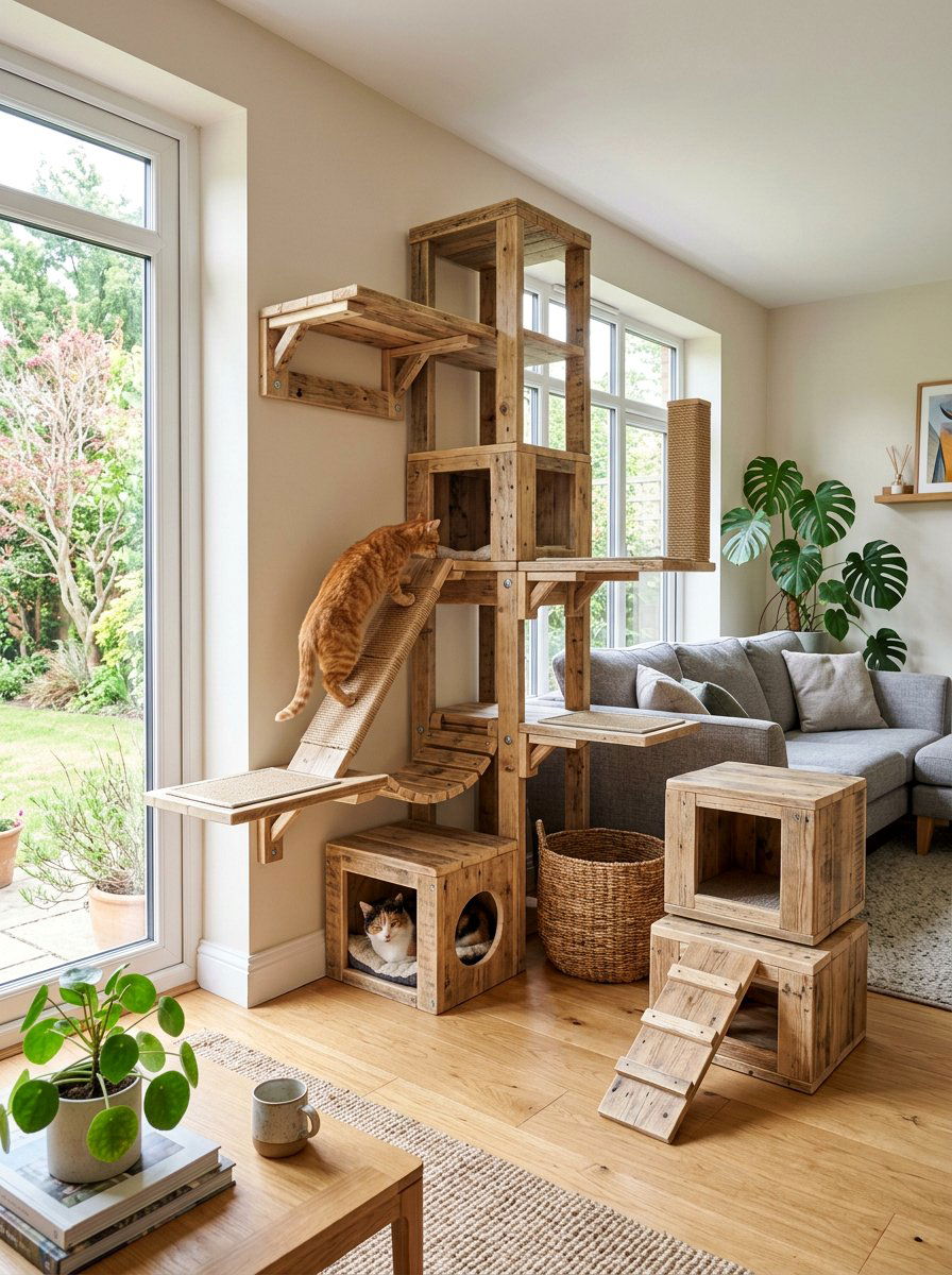 Modular cat tree system - 25 pallet cat tree ideas