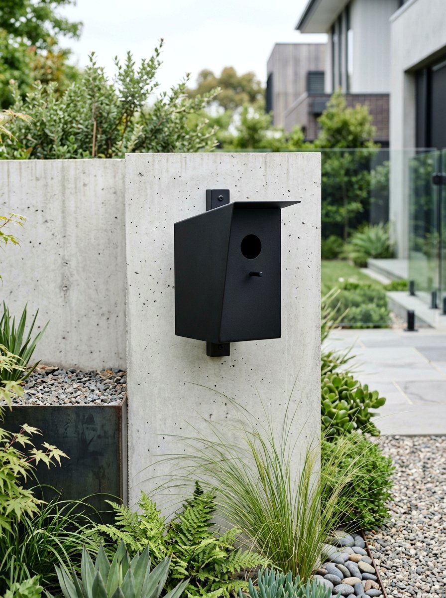 Monochrome Black Birdhouse - 25 birdhouse painting ideas