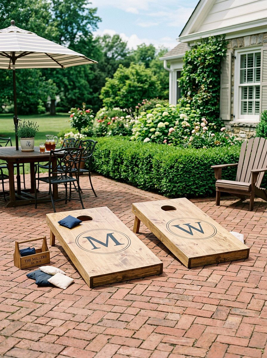 Monogrammed Pallet Cornhole - 25 Pallet Cornhole Game Board Ideas