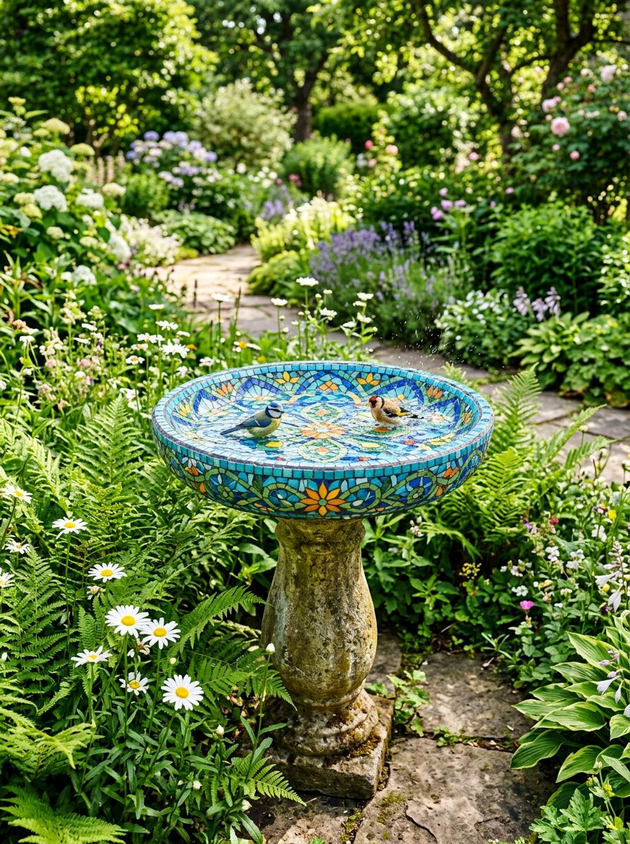Mosaic Bird Bath - 25 unique bird bath ideas