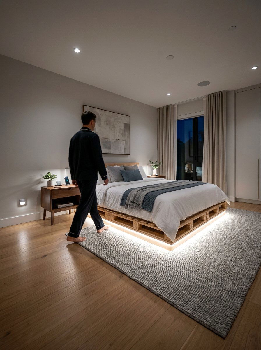 Motion sensor pallet bed lighting - 25 Lighted pallet bed frame ideas